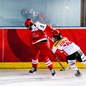 Phoebe Staenz from Team Switzerland against Josefine Jakobsen from Team Denmark during the 2017 Women's Final Olympic Group C Qualification Game between Switzerland and Denmark, photographed Thursday, 9th February, 2017 in Arosa, Switzerland. Photo: PPR / Manuel Lopez